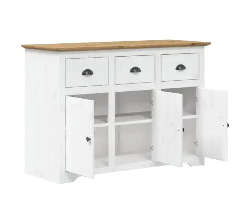 Kumode Bodo, Balta, Brūna, 115,5X44X80 Cm, Priedes Masīvkoks Vidaxl