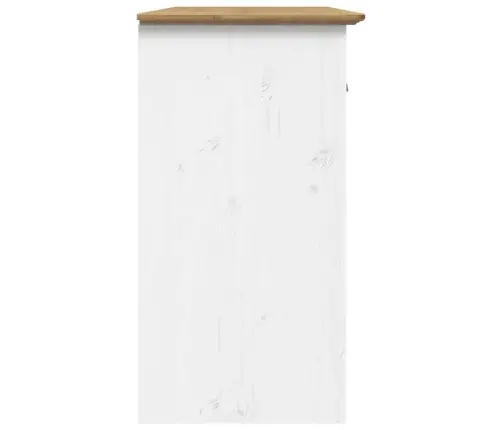 Kumode Bodo, Balta, Brūna, 115,5X44X80 Cm, Priedes Masīvkoks Vidaxl