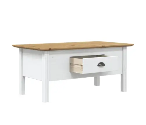 Kafijas Galdiņš Bodo, Balts, Brūns, 100X55X46 Cm, Priedes Koks Vidaxl