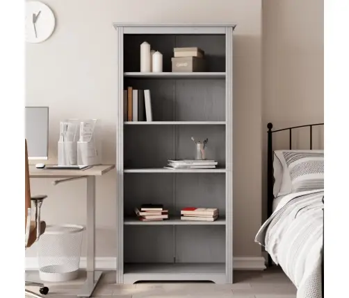 Knygų Spinta Bodo, Pilka, 82X40X173 cm Pušies Medienos Masyvas