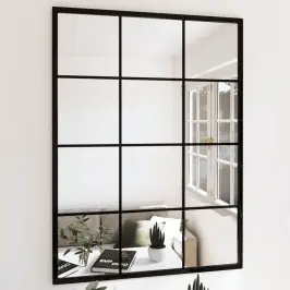 Sieniniai Veidrodžiai, 2Vnt., Juodos Spalvos, 80X60cm Metalas