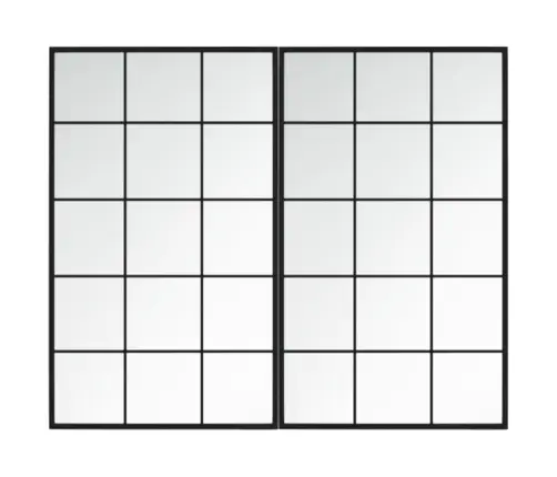 Sieniniai Veidrodžiai, 2Vnt., Juodos Spalvos, 100X60cm Metalas