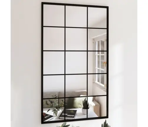 Sieniniai Veidrodžiai, 2Vnt., Juodos Spalvos, 100X60cm Metalas