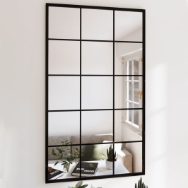 Sieniniai Veidrodžiai, 4Vnt., Juodos Spalvos, 100X60cm Metalas