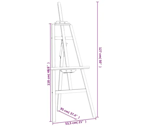 Molbertas-Stovas, 53,5X95X127cm Pušies Medienos Masyvas