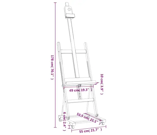 Molbert, 55 X 53,5 X 178 cm Pöökpuu
