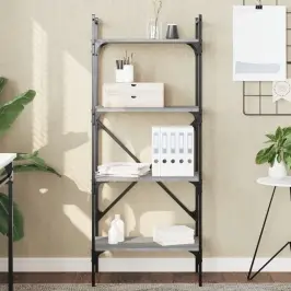 Grāmatu Plaukts, 4 Līmeņi, Pelēks, 56X31,5X138,5 Cm, Koks Vidaxl