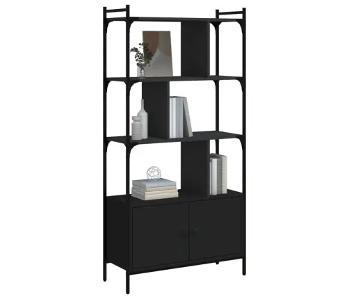 Raamaturiiul Ustega, Must, 76,5 X 30 X 154,5 cm Tehispuit