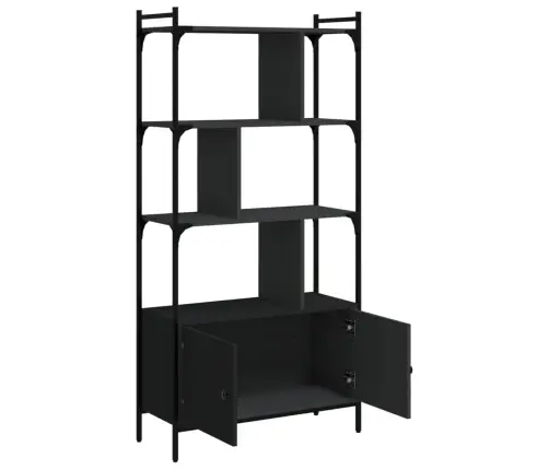 Raamaturiiul Ustega, Must, 76,5 X 30 X 154,5 cm Tehispuit