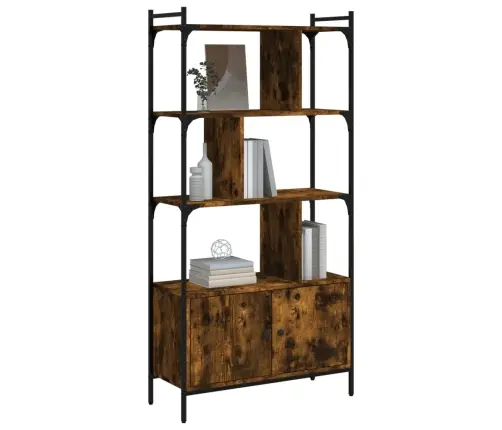 Knygų Spinta Su Durelėmis, Dūminė, 76,5X30X154,5cm Mediena