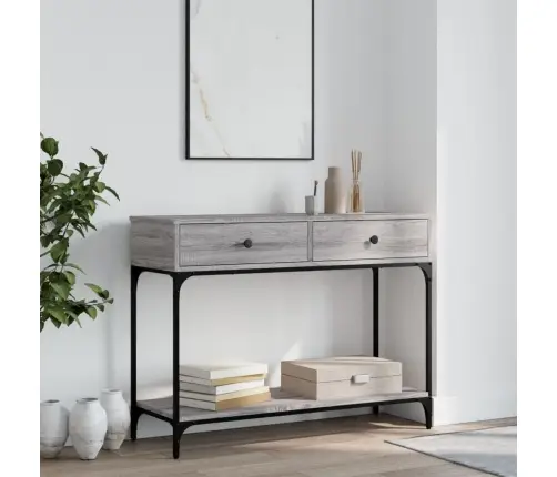 Konsoles Galdiņš, Pelēcīgs, 100X34,5X75 Cm, Inženierijas Koks Vidaxl