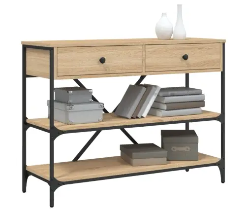 Konsoles Galdiņš Ar Atvilktnēm Un Plauktiem, Inženierijas Koks Vidaxl