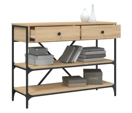 Konsoles Galdiņš Ar Atvilktnēm Un Plauktiem, Inženierijas Koks Vidaxl