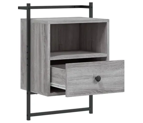 Sienas Naktsskapītis, Pelēks, 40X30X61 Cm, Inženierijas Koks Vidaxl