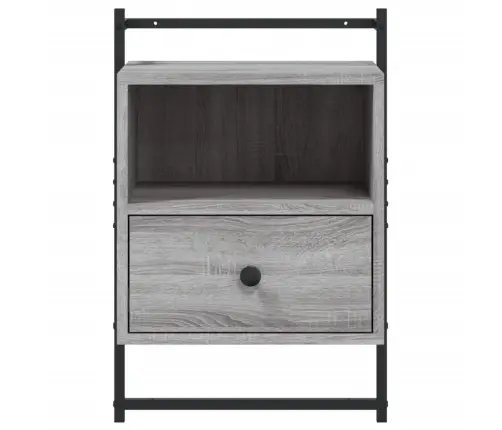 Sienas Naktsskapītis, Pelēks, 40X30X61 Cm, Inženierijas Koks Vidaxl