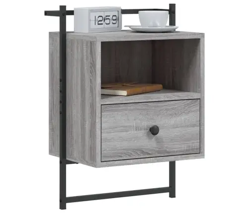 Sienas Naktsskapīši, 2 Gab., Pelēki, 40X30X61 Cm, Koks Vidaxl