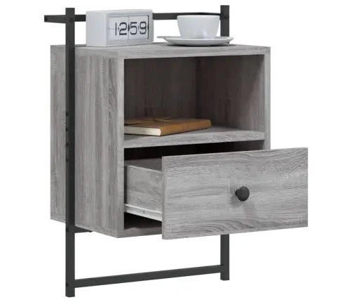 Sienas Naktsskapīši, 2 Gab., Pelēki, 40X30X61 Cm, Koks Vidaxl