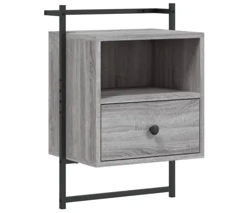 Sienas Naktsskapīši, 2 Gab., Pelēki, 40X30X61 Cm, Koks Vidaxl