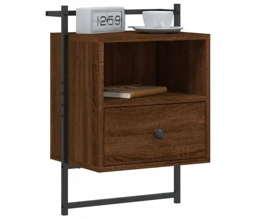 Sienas Naktsskapītis, Brūns, 40X30X61 Cm, Inženierijas Koks Vidaxl