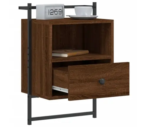 Sienas Naktsskapītis, Brūns, 40X30X61 Cm, Inženierijas Koks Vidaxl