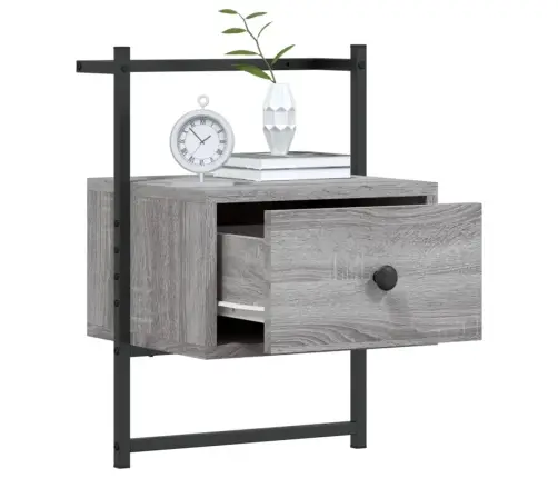 Sienas Naktsskapītis, Pelēks, 35X30X51 Cm, Inženierijas Koks Vidaxl