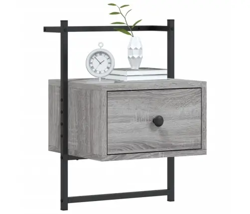 Sienas Naktsskapītis, Pelēks, 35X30X51 Cm, Inženierijas Koks Vidaxl