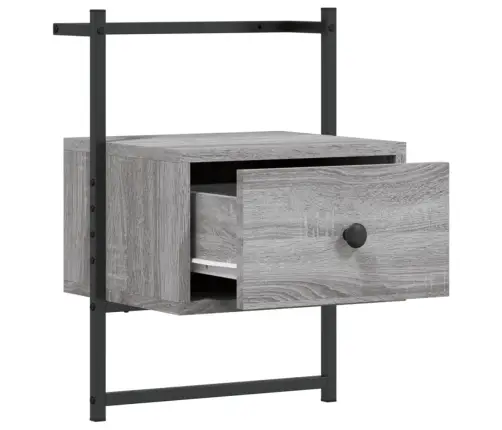 Sienas Naktsskapītis, Pelēks, 35X30X51 Cm, Inženierijas Koks Vidaxl