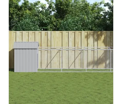 Suņu Būda, 117X609X123 Cm, Cinkots Tērauds, Gaiši Pelēka Vidaxl