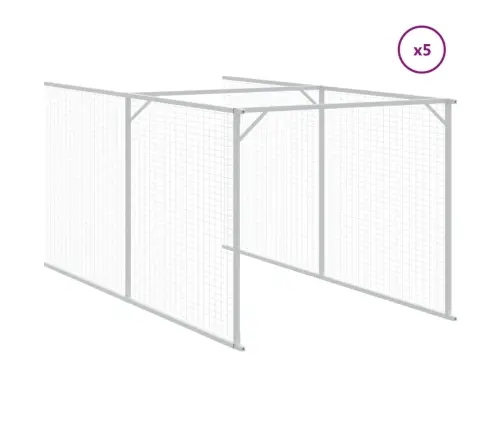 Suņu Būda, 117X1221X123 Cm, Cinkots Tērauds, Gaiši Pelēka Vidaxl