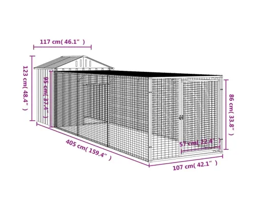 Kanapuur Aedikuga, Helehall, 117X405X123 cm Tsingitud Teras