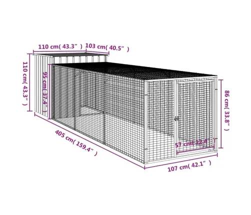 Vistu Būris, 110X405X110 Cm, Cinkots Tērauds, Gaiši Pelēks Vidaxl