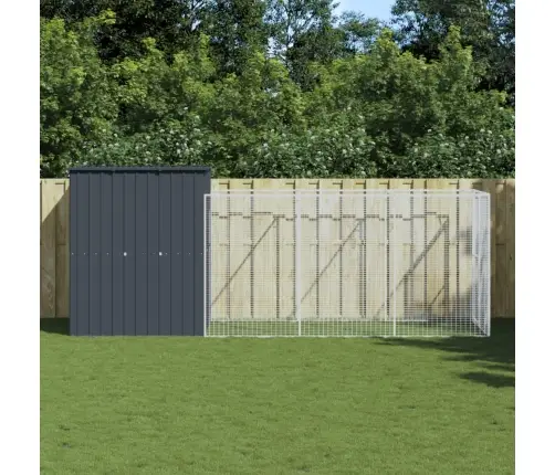 Suņu Būda, Pelēka, 165X455X181 Cm, Cinkots Tērauds Vidaxl