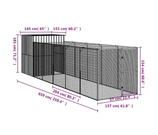 Šuns Narvas Su Aptvaru, Antracito, 165X659X181cm Plienas