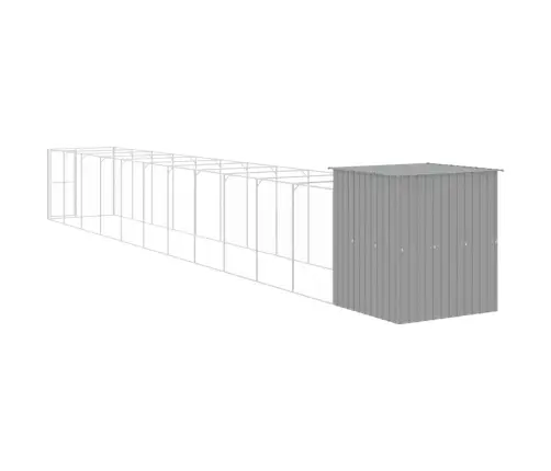 Suņu Būda, Gaiši Pelēka, 165X1271X181 Cm, Cinkots Tērauds Vidaxl