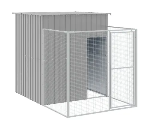 Suņu Būda, Gaiši Pelēka, 165X1271X181 Cm, Cinkots Tērauds Vidaxl