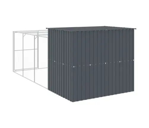 Suņu Būda, 214X457X181 Cm, Cinkots Tērauds, Pelēka Vidaxl