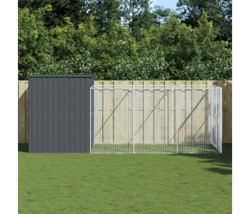 Suņu Būda, 214X457X181 Cm, Cinkots Tērauds, Pelēka Vidaxl