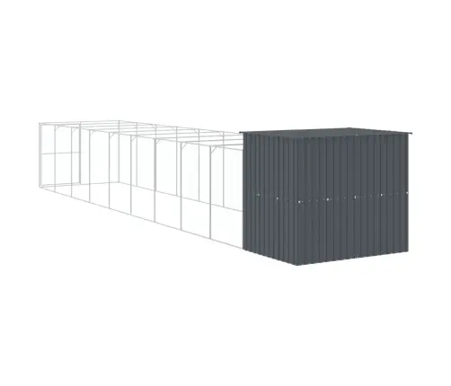 Suņu Būda, Pelēka, 214X1069X181 Cm, Cinkots Tērauds Vidaxl