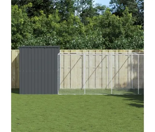 Suņu Būda, Pelēka, 214X1069X181 Cm, Cinkots Tērauds Vidaxl