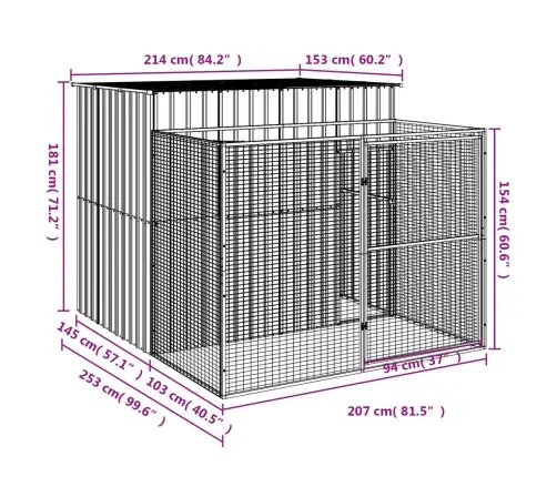 Koerakuut Aedikuga, Helehall, 214X253X181 cm Teras