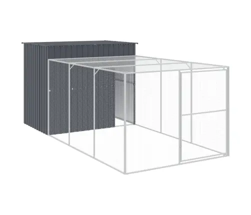 Suņu Būda, 214X457X181 Cm, Cinkots Tērauds, Pelēka Vidaxl