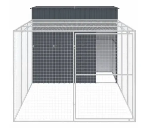 Suņu Būda, 214X457X181 Cm, Cinkots Tērauds, Pelēka Vidaxl