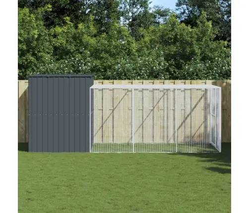 Suņu Būda, 214X457X181 Cm, Cinkots Tērauds, Pelēka Vidaxl