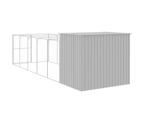 Suņu Būda, 214X661X181 Cm, Cinkots Tērauds, Gaiši Pelēka Vidaxl