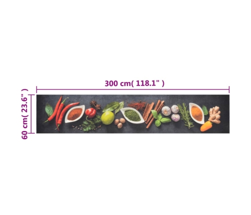Virtuves Paklājs, Mazgājams, Garšvielu Apdruka, 60X300 Cm Vidaxl