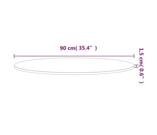 Galda Virsma, Ø90X1,5 Cm, Apaļa, Dižskābarža Masīvkoks Vidaxl