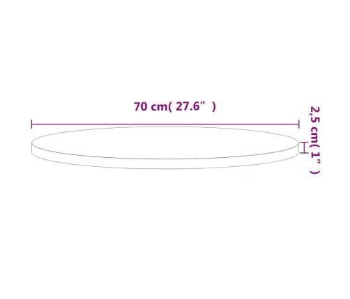 Galda Virsma, Ø70X2,5 Cm, Apaļa, Dižskābarža Masīvkoks Vidaxl
