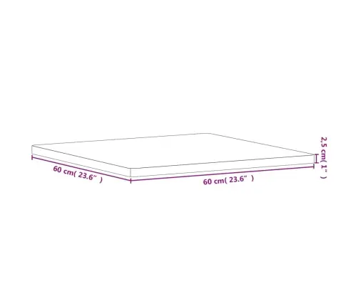 Lauaplaat, 60 X 60 X 2,5 cm Kandiline, Pöökpuu