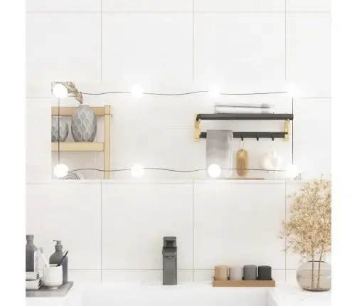 Sienas Spogulis Ar Led Gaismām, 30X80 Cm, Stikls, Taisnstūra Vidaxl