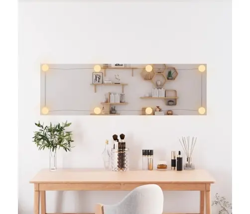 Sienas Spogulis Ar Led Gaismām, 30X100 Cm, Stikls, Taisnstūra Vidaxl
